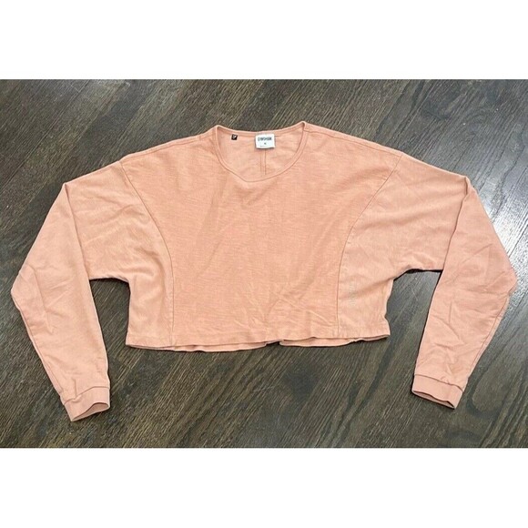 Gymshark Crop Top Women’s Medium Crewneck Long Sleeve Dusty Pink Dolman - Picture 1 of 7